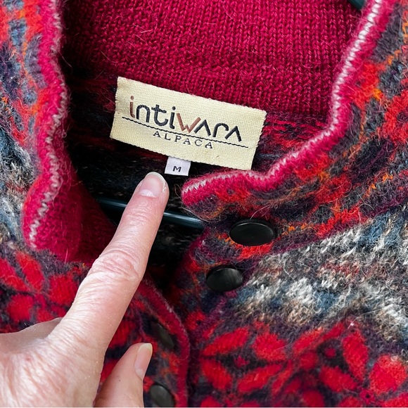 Intiwara Alpaca Multicolor Cardigan Sweater Sz S - Picture 3 of 12
